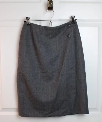 De Colección Talbots Gris Lana Hasta la Rodilla Falda Recta Forrada Envoltura Frontal Abertura Talla 4 LEER Foto 1 de 4