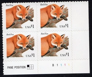 Scott #3036 Red Fox Plate Block of 4 Stamps (P#B1111 LR) - MNH #2 - Picture 1 of 1
