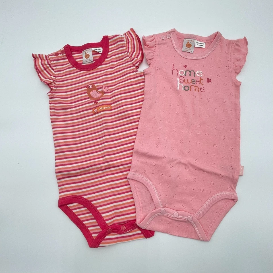 Pumpkin Baby Patch Bodysuits x 2, Girls size 6-12 Months 100% Cotton NWOT - image 1 of 4