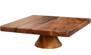 Villa Acacia Square 11 in. Wooden Cake Stand for Decorating and Serving NWT - Picture 1 of 6
