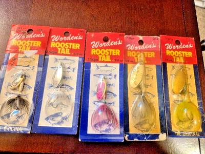 ( 5 ) Worden's Original Rooster Tail Spinners 2-1/4 Ounce, 2 1/8 Ounce 1 - 1/16 - Image 1 of 3