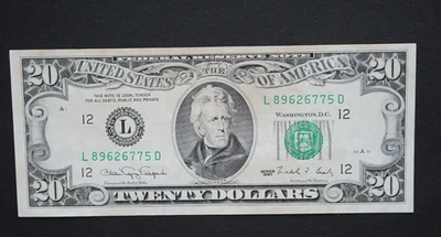 1990 $20 Federal Reserve Note/San Francisco/F-2078L/about uncirculated - Image 1 of 4