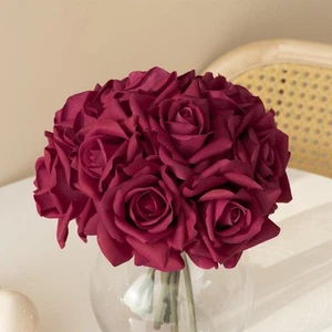 Artificial Roses Single Stem 10pcs Fake Silk Flower Arrangement Bouquet Real ... - Picture 1 of 7