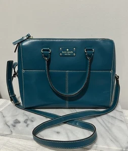 Kate Spade Handbag Crossbody Saffiano Green Leather Tote Style /Double Handles - Picture 1 of 12
