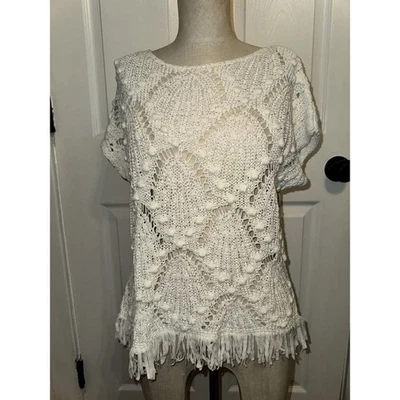 Lilly Pulitzer Cassis Crochet Top Size Small S Fringe Resort Ivory Beach Boho - Image 1 of 4