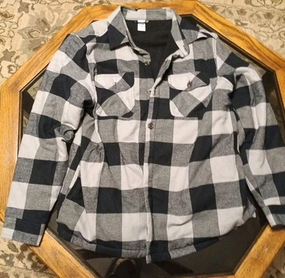 Chaqueta a cuadros Highland Originals Sherpa forrada de franela para hombre negra gris L Foto 1 de 4