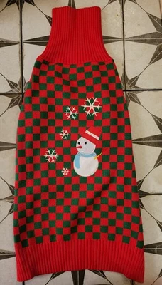 Dog Sweater Red & Green Snowman Sweater Winter Christmas Holiday - Size XLarge - Image 1 of 4