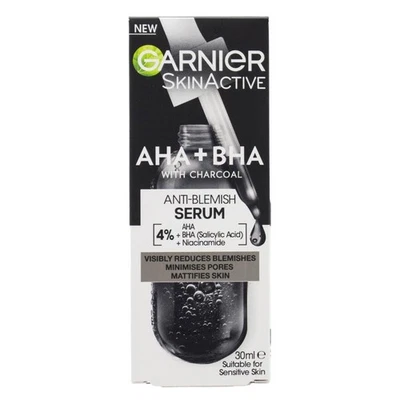GARNIER 30mL ANTI BLEMISH SERUM SKIN ACTIVE AHA + BHA WITH CHARCOAL BRAND NEW - image 1 of 4