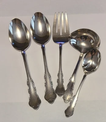 Reed & Barton DRESDEN ROSE 5 посеребренных сервировочных изделий соус сахар сервировки мяса - Изображение 1 из 4