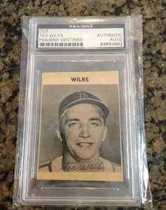 TED WILKS (Cardinals, Pirates, Indians) slabbed signed newspaper photo w/ PSA - Picture 1 of 3