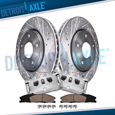 Pinza de pastillas de freno de rotores perforados delanteros de 6 piezas para Lincoln MKS Explorer Flex Taurus Foto 1 de 4