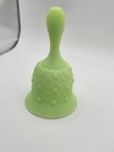 Vintage Fenton Uranium Custard Glass Daisy & Button 6" Green Bell GLOWS!!!