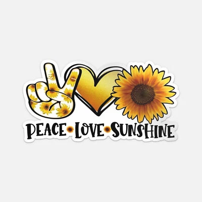 Peace Love Sunshine Sunflower Pretty Girly Sticker Vinyl Car Bumper Decal