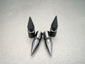 VALVE STEM CAPS Billet Aluminum LONG SPIKE BLACK 4 pack MADE IN THE USA - Picture 1 of 2