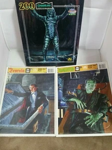 Lot-3 Universal Monster puzzles-Dracula, Frankenstein, Creature-horror-Golden - Picture 1 of 8