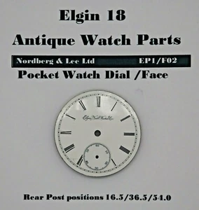 Reloj de bolsillo Elgin 18 esfera/cara, pies/poste posiciones 16,5/36,5/54,0. EP1/D02 - Imagen 1 de 2