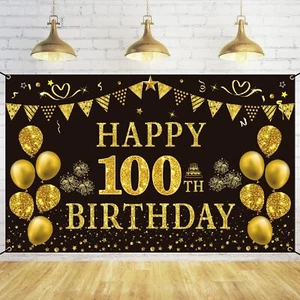 Trgowaul 100Th Birthday Decorations For Men Women - Black And Gold 100 - Picture 1 of 8