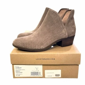 Lucky Brand Womens 6.5M Baley Bootie Perforated Oiled Suede Ankle Boots Brindle - Picture 1 of 15