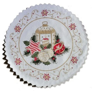 Alfombra de mesa redonda de lujo de Navidad / tapete / servilleta blanca Ø 36 cm (14") lat - Imagen 1 de 3