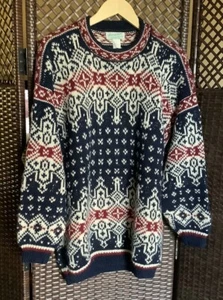 Vintage Amazonias Breckinridge Peru Hand Knit Alpaca Wool Sweater Nordic XL - Picture 1 of 3
