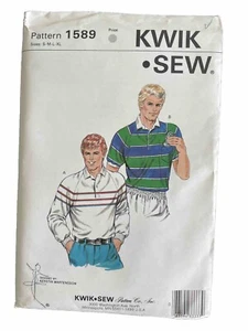 1589 Size S M L XL KWIK SEW Raglan Sleeve POLO SHIRT Stretch Knit Fabric 1980s - Picture 1 of 2