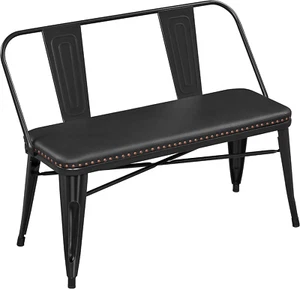 Dining Bench Farmhouse Bench Metal Dining Bench Upholstered Dining Room Bench wi - Picture 1 of 10