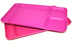 Juego de 2 bandejas de comedor Tupperware platos de almuerzo divididos tonos rosados de colección - Imagen 1 de 4