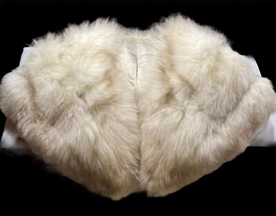 Gorgeous Vintage Blue Fox Shawl Shrug Stole Clasp Pockets 45” x 10” Satin Lining - Image 1 of 4