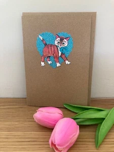 Kitsch Handmade Greetings Card Vintage ephemera cat lover - Picture 1 of 4