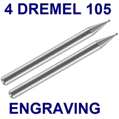 4 NEW DREMEL CARBIDE ENGRAVING CUTTER BIT 105, 1/8" SHANK, HEAD 1/32" 0.8mm - Image 1 of 4