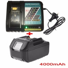 4.0AH 18V Battery for Makita BL1830 BL1815 LXT400 BJS BJR Li-Ion+Rapid Charger