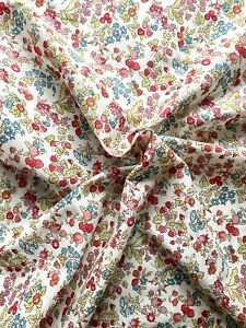 Liberty London Tana Lawn Cotton Red Blue Fruit & Floral 3 Yds