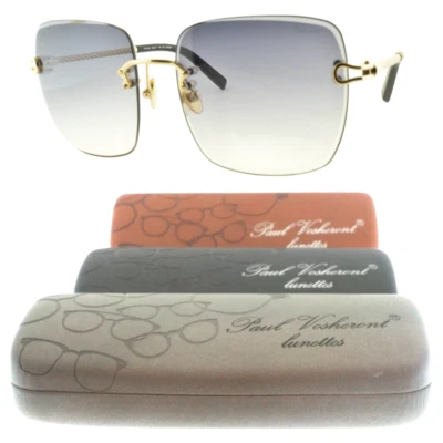 NEW PAUL VOSHERONT PV618S C2 23KGP 60-17-140 Gold Square Rimless Unisex Sunglass - Image 1 of 4