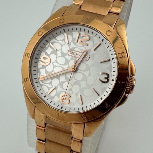 Orologio Coach Quarzo Donna 30m Acciaio Tono Oro Rosa Quadrante Classico Batteria Nuova 6 75"