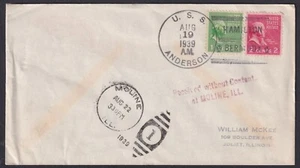 BERMUDA: (18780) U.S.S. ANDERSON SHAKEDOWN MISSENT MOLINE COVER 1939 - Picture 1 of 2