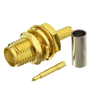 5xRP-SMA Crimp Buchse Stecker Pin Schott RG174 RG316 RG179 RG188 gerader Stecker - Bild 1 von 4