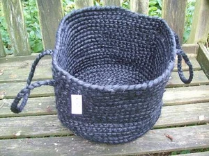 Ib Laursen Korb mit Henkeln Jute schwarz Landhaus Shopper Tasche Beutel B-Ware - Bild 1 von 6