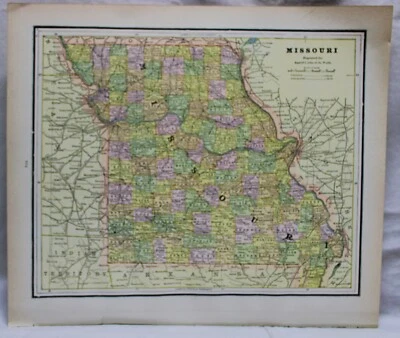 PÁGINA MAPA GASKELL'S ATLAS MISSOURI Y MINNESOTA 1888 VINTAGE Foto 1 de 2