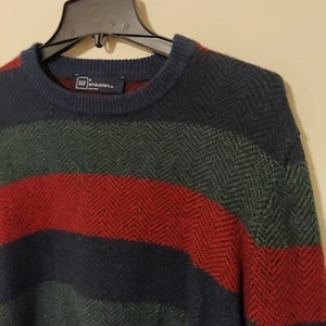 GAP Lambswool Pullover Herren Größe M (rot / blau / grün ) 55% Lammwolle - Bild 1 von 4