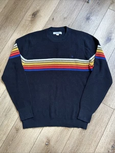 Outerknown Nostalgia Sweater Mens Large Striped Waffle-Knit Retro Rainbow - Picture 1 of 9