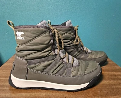 Sorel Women Whitney II Short Lace Up Waterproof Boots - Stone Green Black - Sz 9 - Image 1 of 4