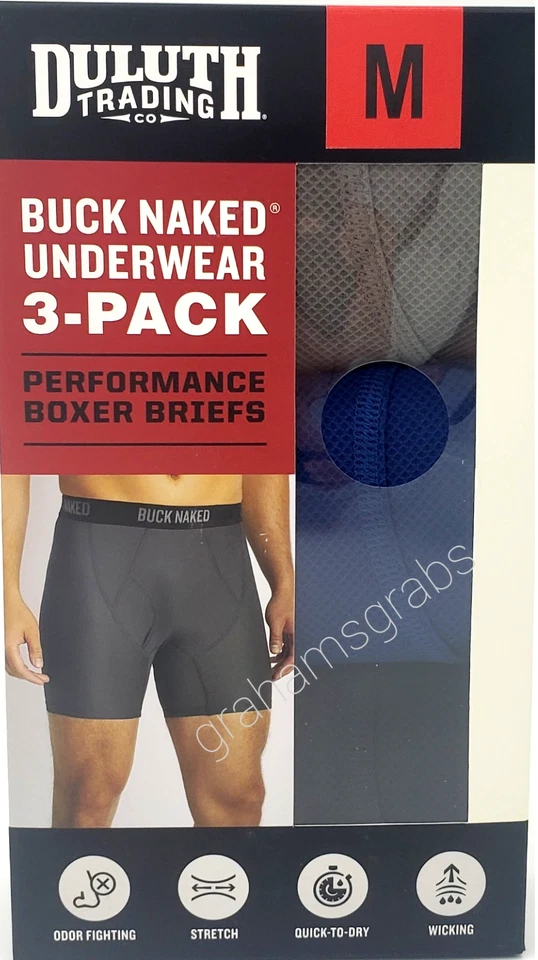 Duluth Trading Men's Boxer Brief 3-pack | Black/Blue/Grey | Medium
