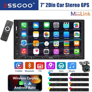 Radio estéreo para automóvil doble pantalla táctil de 7" 2Din Apple CarPlay Android automático + cámara - Imagen 1 de 19
