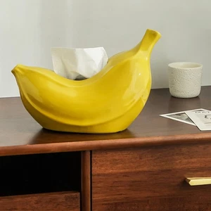 Keramische kreative Bananen -Tissue -Box Wohnzimmer Couchtisch Home Dekoration - Picture 1 of 6