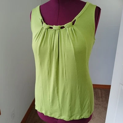 Spring + Mercer Dark Lime Green Tank Top size Small jersey knit soft comfy knots - Image 1 of 4