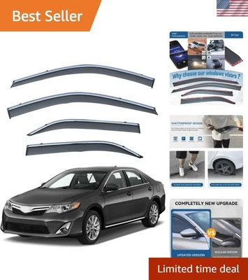 Easy Install 4pcs Smoke Tint Window Visors with Chrome for Toyota Camry 2012-14 - Imagem 1 de 4