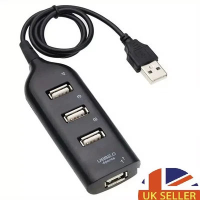 HIGH SPEED 4 PORT USB HUB 2.0 MULTI SPLITTER EXPANSION DESKTOP PC LAPTOP ADAPTER - Image 1 of 4