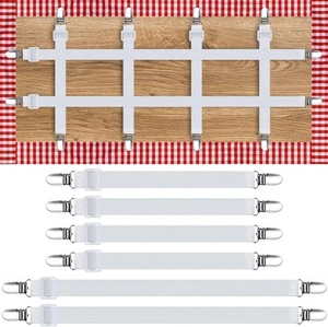 6 Pack Hidden Strap Tablecloth Clips for Outdoor Elasticity Picnic Table Clips - Picture 1 of 7