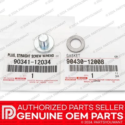 GENUINO Toyota OEM ATM Tapón de Drenaje de Aceite Perno 90341-12034 + Junta 90430-12008 NUEVO Foto 1 de 3