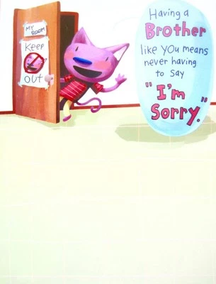 BIRTHDAY CARD "Having Brother Like You Means Never Have to Say Sorry" RPG - Image 1 of 2